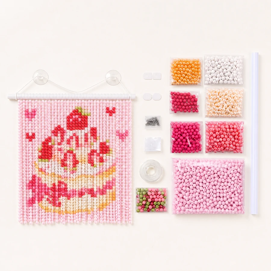 Strawberry Cake Bead Curtain Kit from the ZHONGYI Bead Curtain DIY Kits collection