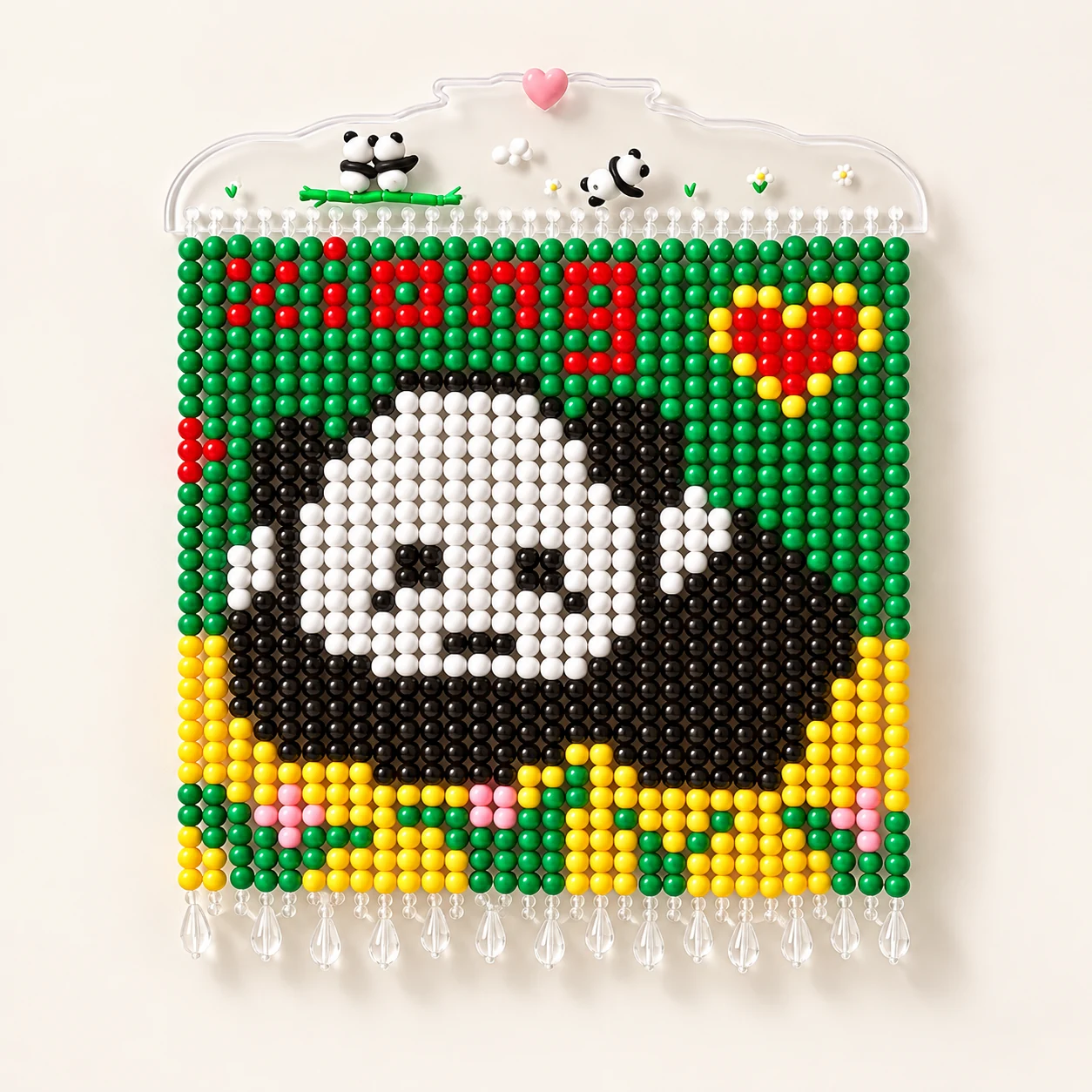 Beaded Wall Art Kit - Panda and Heart from the ZHONGYI Bead Curtain DIY Kits collection