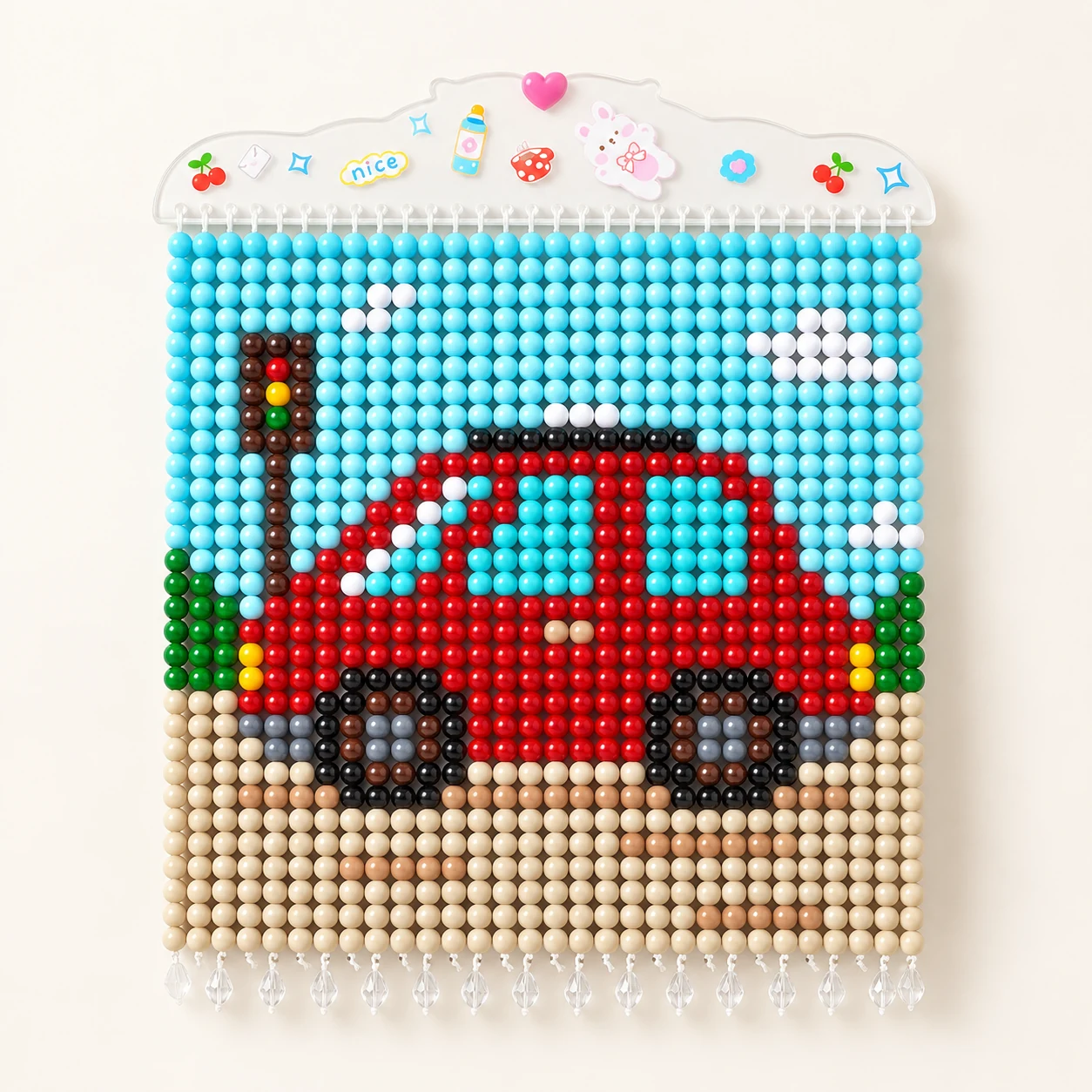 Beaded Wall Art Kit - Red Car from the ZHONGYI Bead Curtain DIY Kits collection