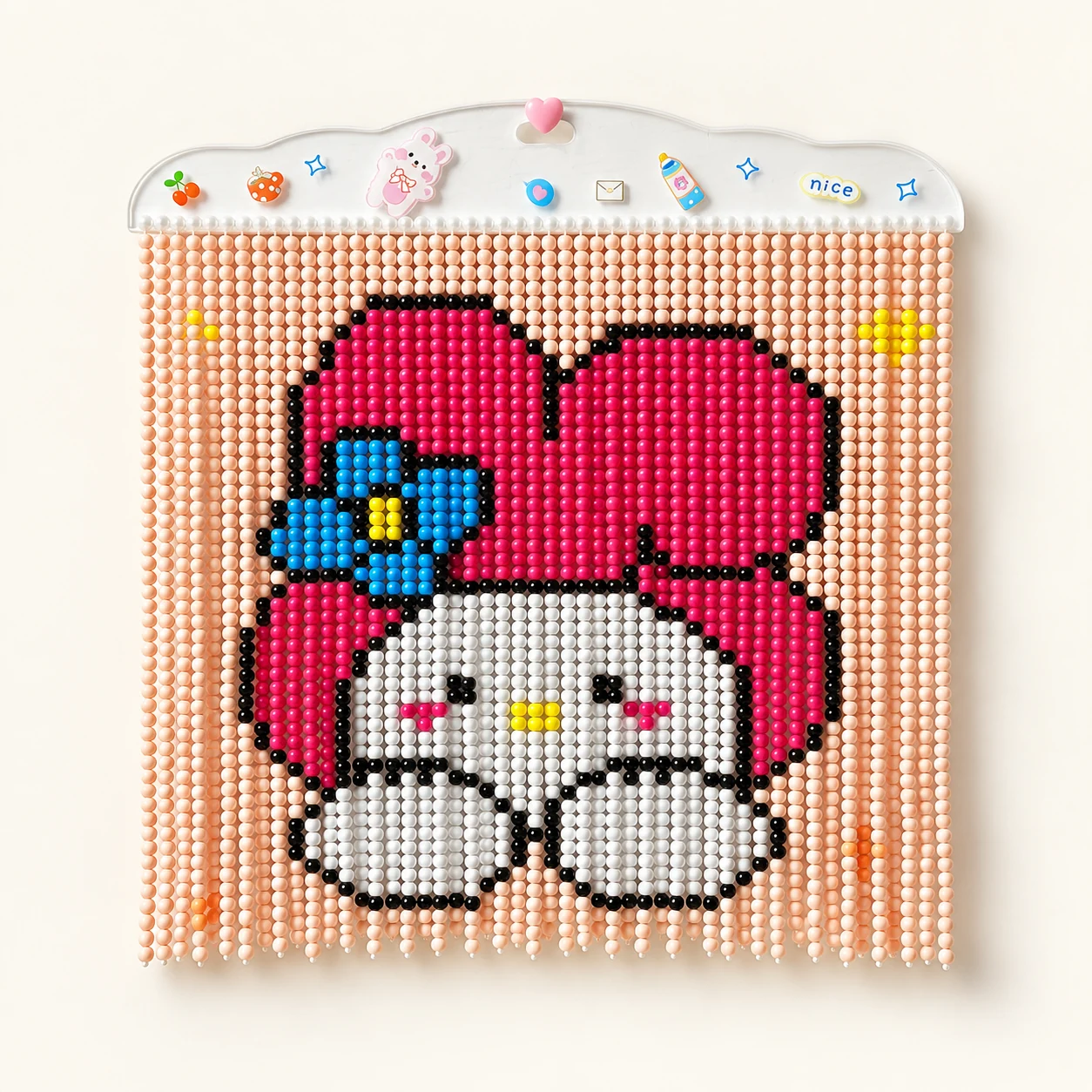 Beaded Wall Art Kit - Pink Bunny Character from the ZHONGYI Bead Curtain DIY Kits collection