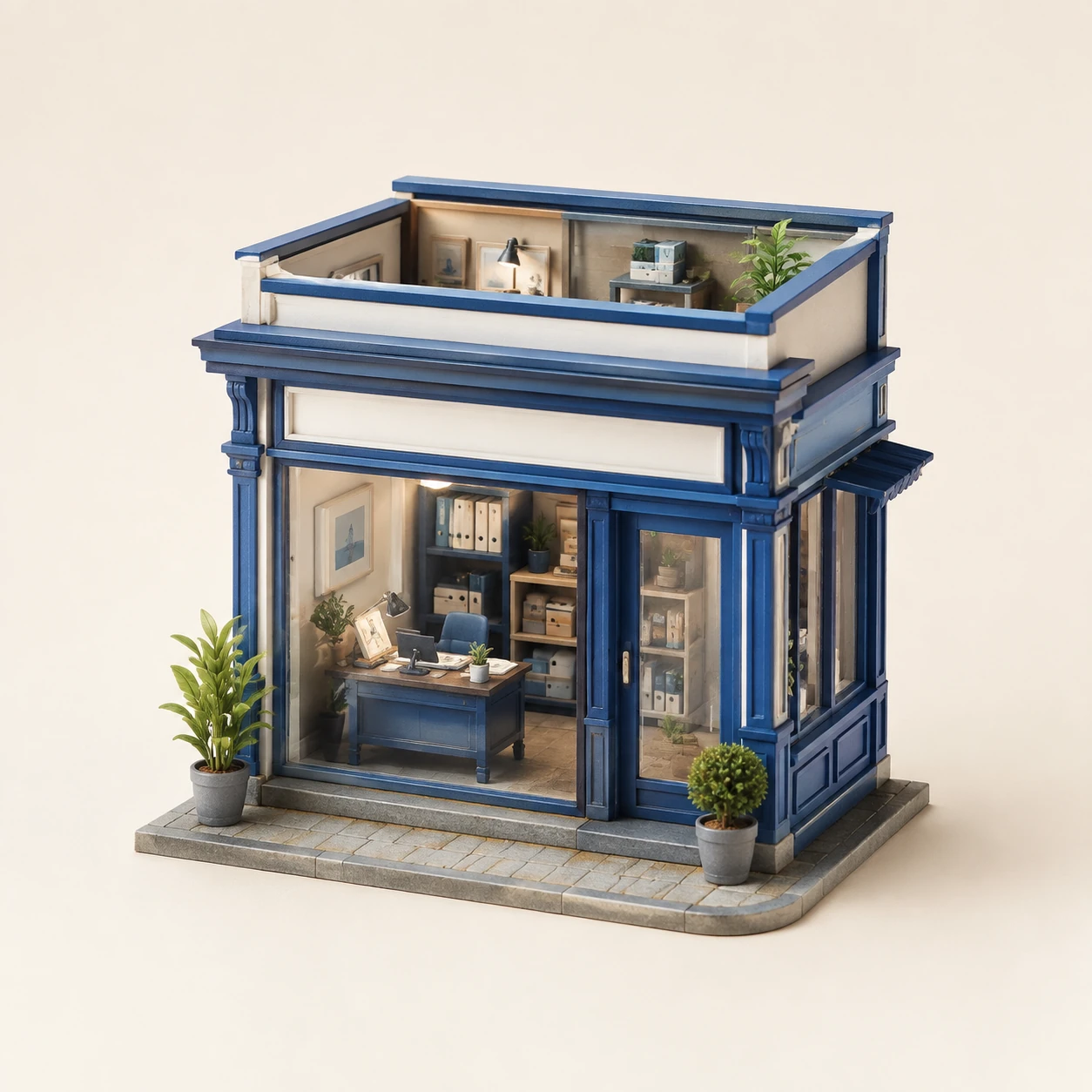Blue Office Shop from the ZHONGYI Miniature House Kits collection