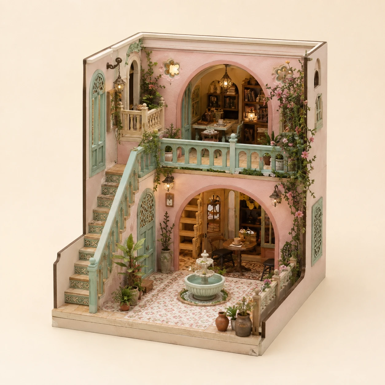 Pastel Terrace Book Nook from the ZHONGYI Miniature House Kits collection