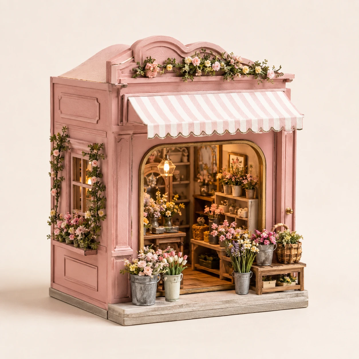 Pink Flower Shop Book Nook from the ZHONGYI Miniature House Kits collection