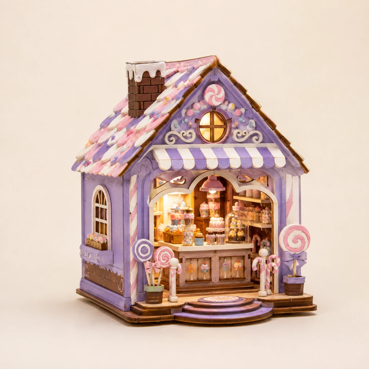 Purple Candy House Book Nook from the ZHONGYI Miniature House Kits collection