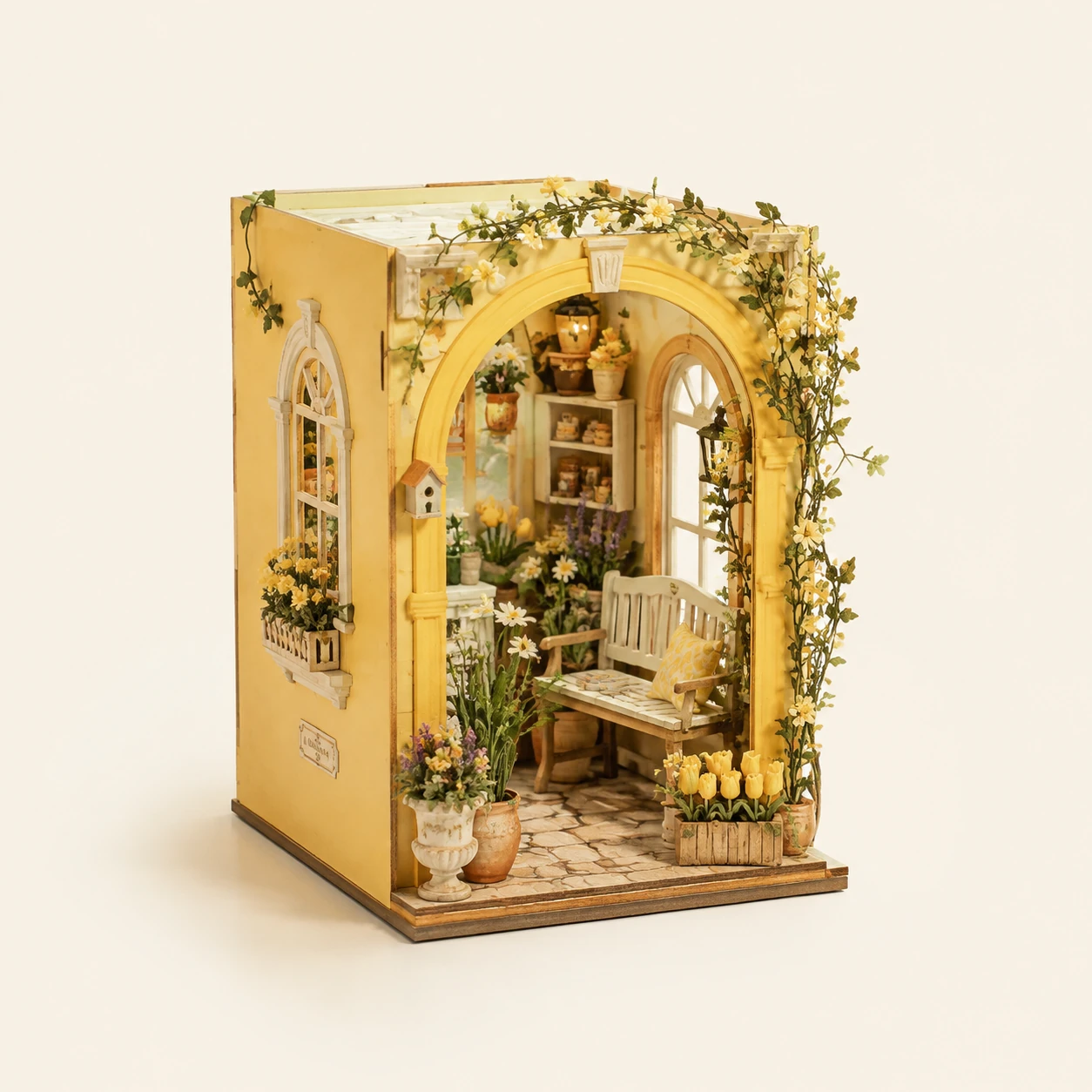 Yellow Garden House Book Nook from the ZHONGYI Miniature House Kits collection
