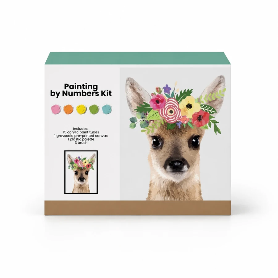 Painting by Numbers Kit - Deer with Flower Crown from the ZHONGYI Canvas Painting by Numbers collection