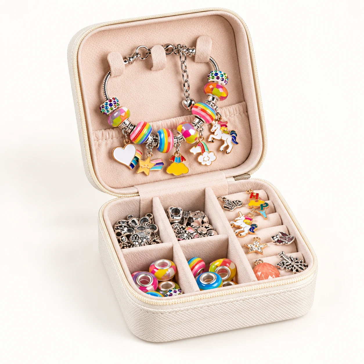Rainbow Charm Jewelry Kit with Organizer from the ZHONGYI Charm Bracelet & Jewelry Kits collection