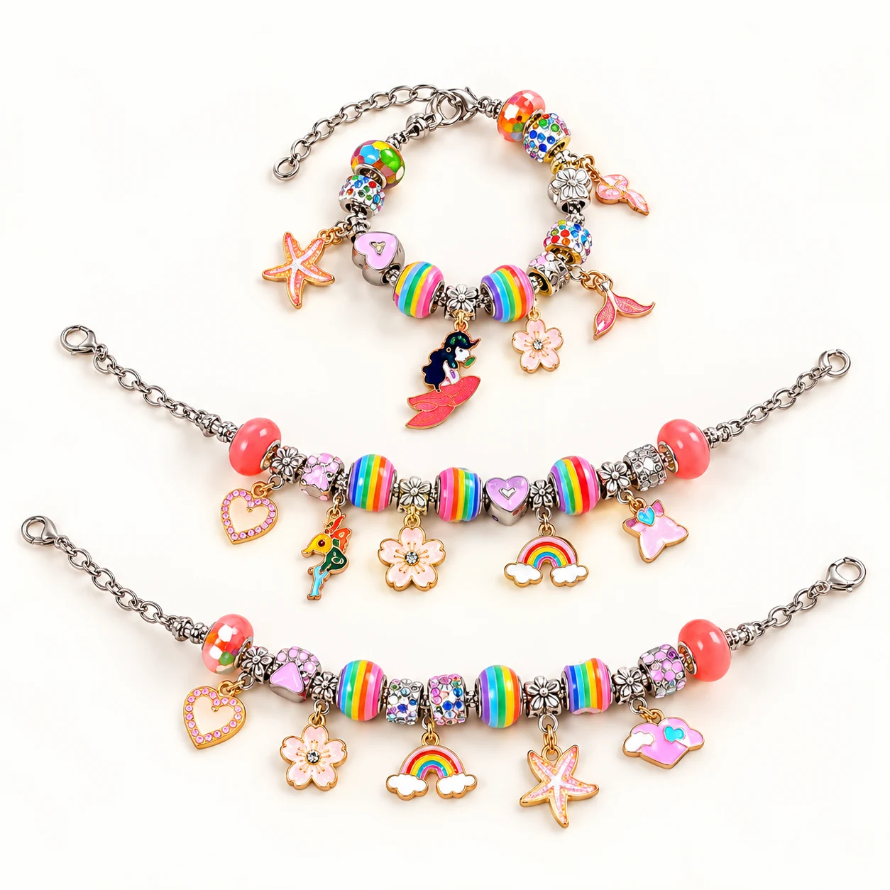 Rainbow Charm Jewelry Gift-Box Kit from the ZHONGYI Charm Bracelet & Jewelry Kits collection