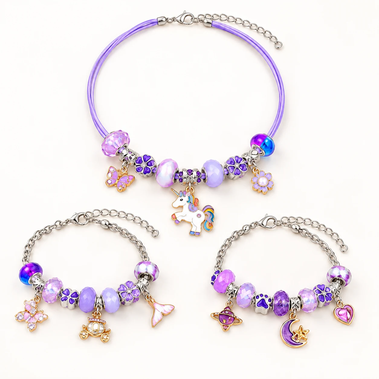 Purple Charm Jewelry Gift-Box Kit from the ZHONGYI Charm Bracelet & Jewelry Kits collection