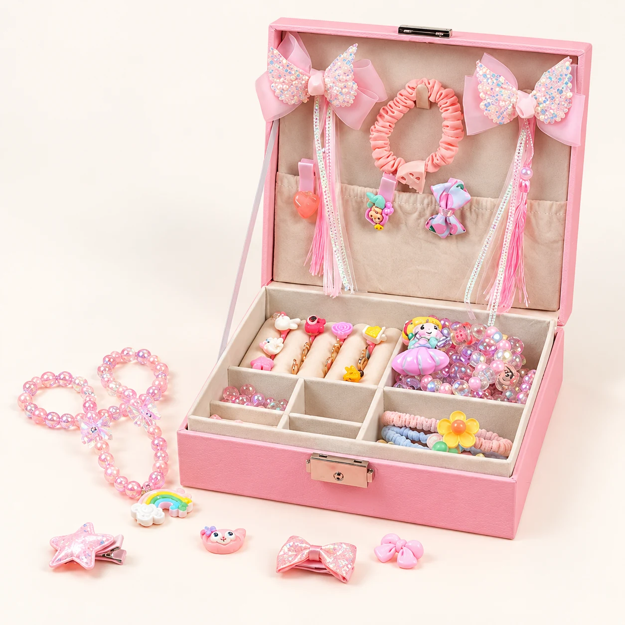 Pink Star Jewelry & Hair Accessory Kit - Single Layer from the ZHONGYI Charm Bracelet & Jewelry Kits collection