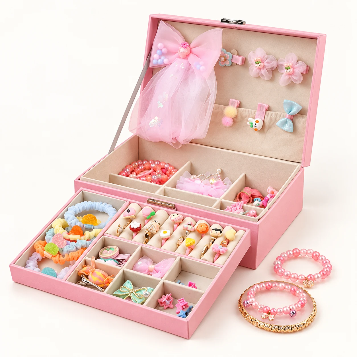 Pink Star Jewelry & Hair Accessory Kit - Double Layer from the ZHONGYI Charm Bracelet & Jewelry Kits collection