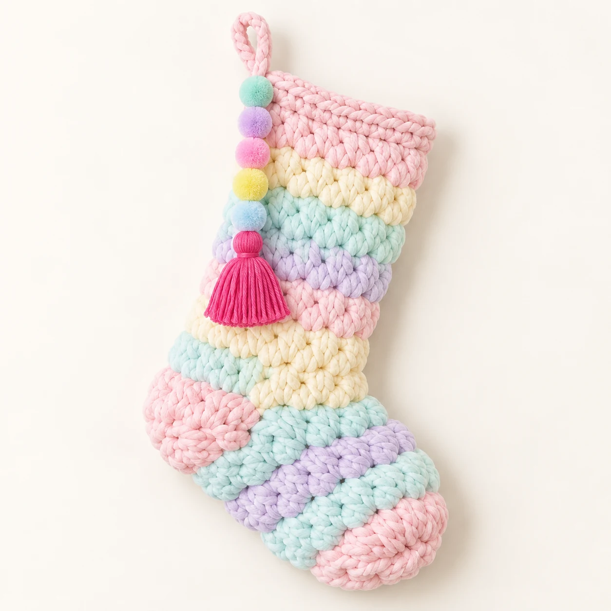 Pastel Crochet Christmas Stocking Kit from the ZHONGYI Christmas DIY Kits collection