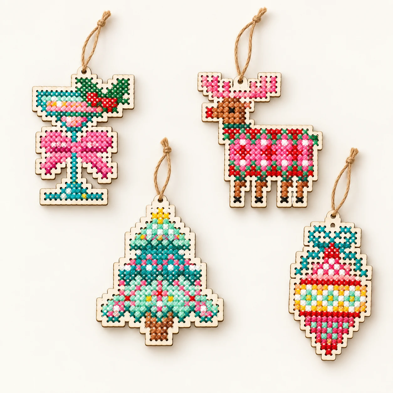 Christmas Wooden Cross-Stitch Ornament Kit from the ZHONGYI Christmas DIY Kits collection