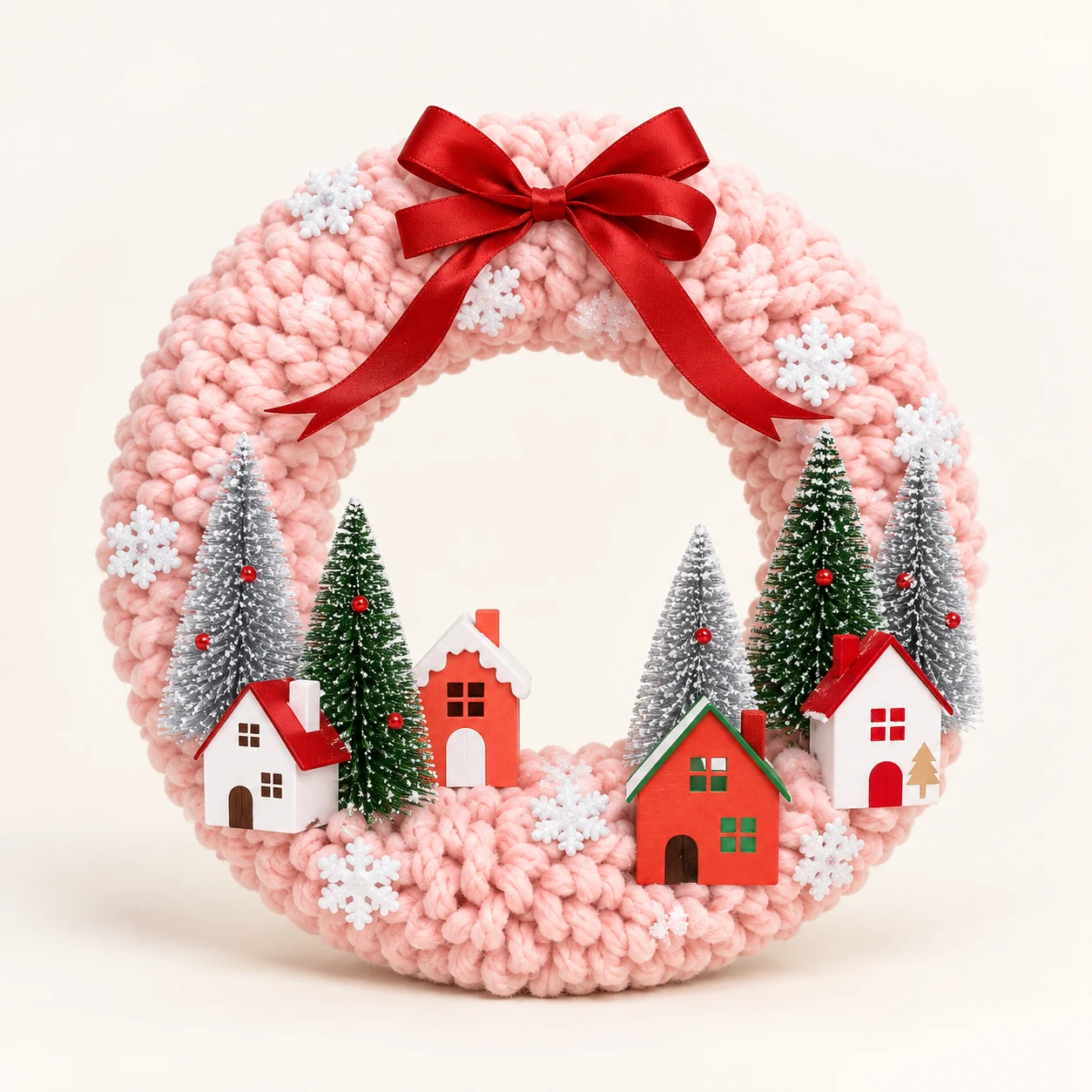 Christmas Village Yarn Wreath Kit from the ZHONGYI Christmas DIY Kits collection