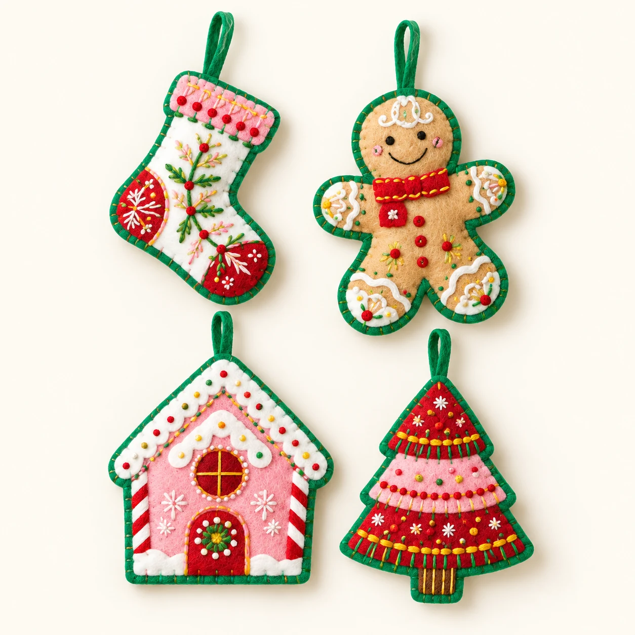 Christmas Felt Ornament Sewing Kit - House & Gingerbread from the ZHONGYI Christmas DIY Kits collection