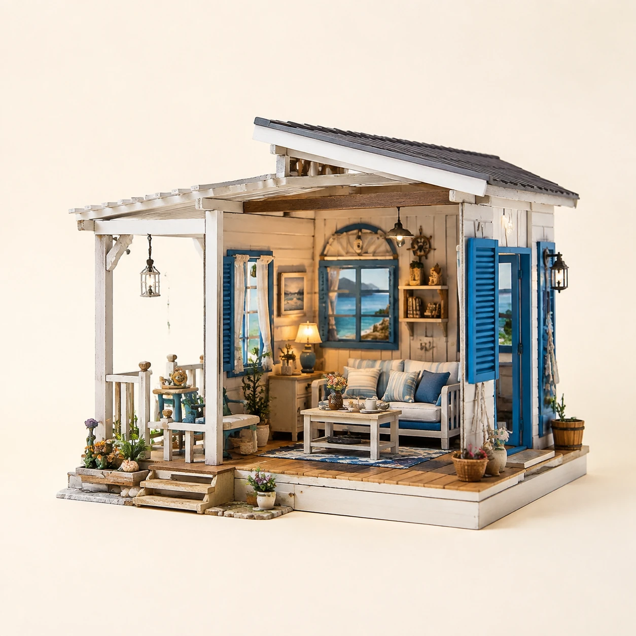 Coastal Room Retreat from the ZHONGYI Miniature House Kits collection