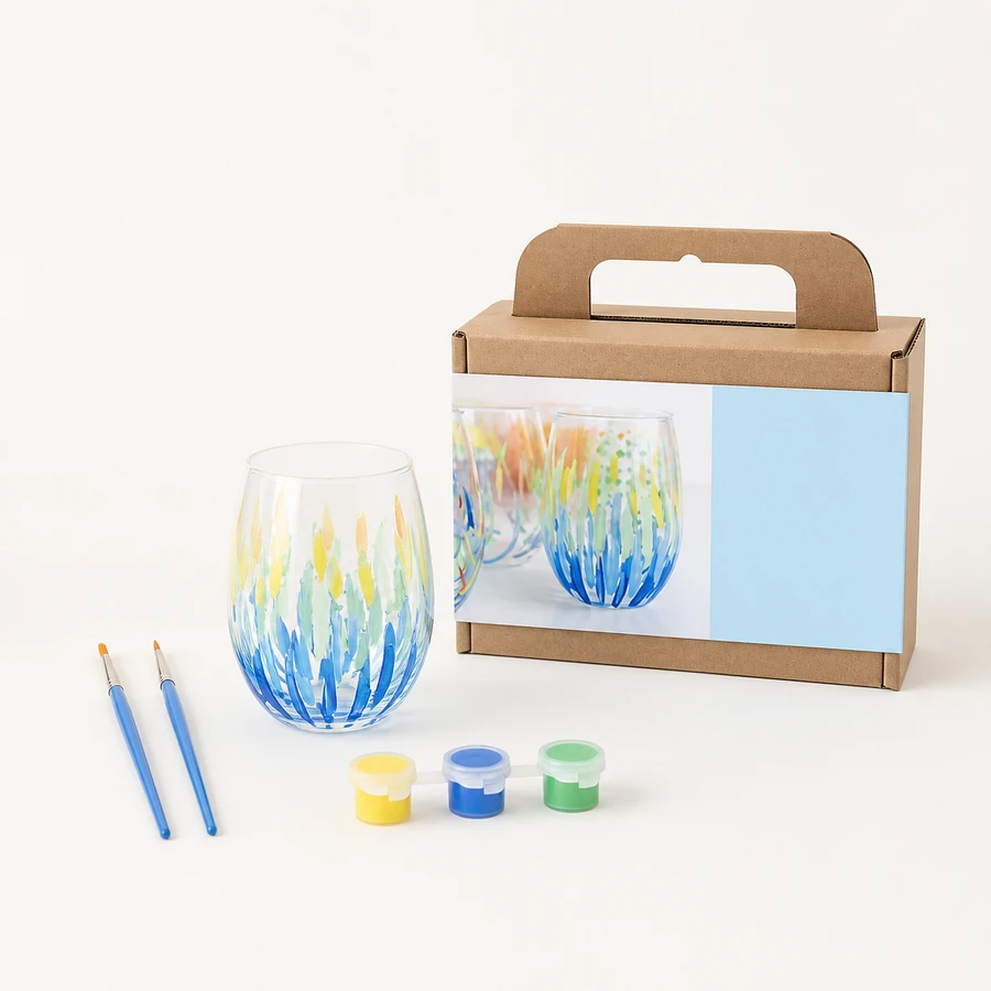 Glass Decoration Kit - Blue Wine Glass from the ZHONGYI Glass & Acrylic Painting Kits collection