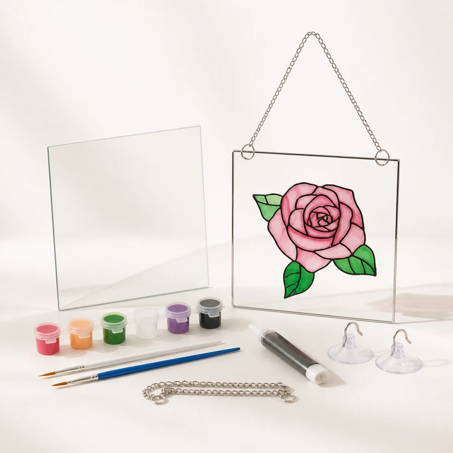 Glass Painting Kit - Floral Glass from the ZHONGYI Glass & Acrylic Painting Kits collection