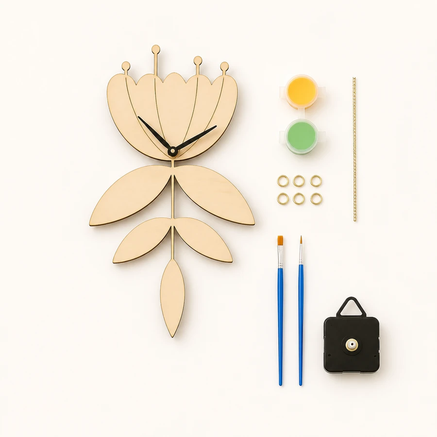 Wooden Clock Colouring Kit from the ZHONGYI Glass & Acrylic Painting Kits collection
