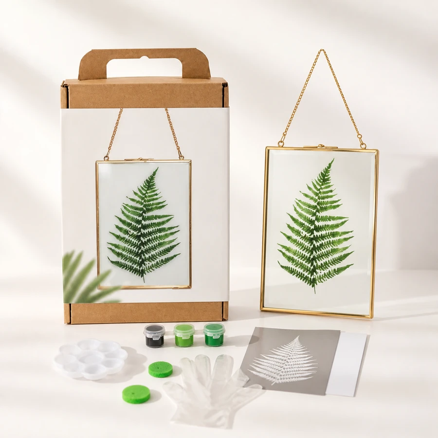 Glass Decoration Kit - Fern Hanging Frame from the ZHONGYI Glass & Acrylic Painting Kits collection