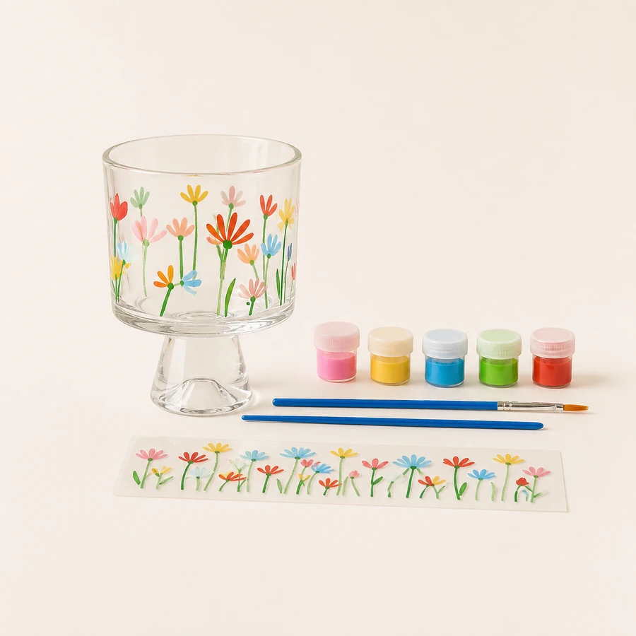Glass Decoration Kit - Floral Goblet from the ZHONGYI Glass & Acrylic Painting Kits collection