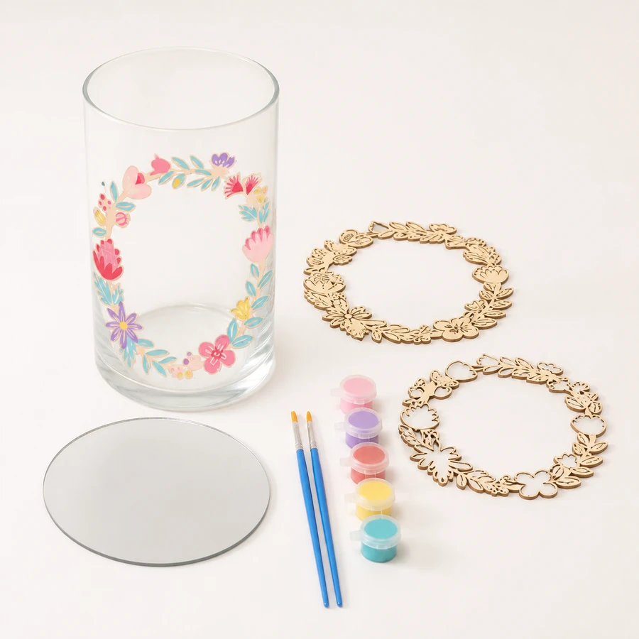 Checkered Glass Craft Kit - Floral Tumbler from the ZHONGYI Glass & Acrylic Painting Kits collection