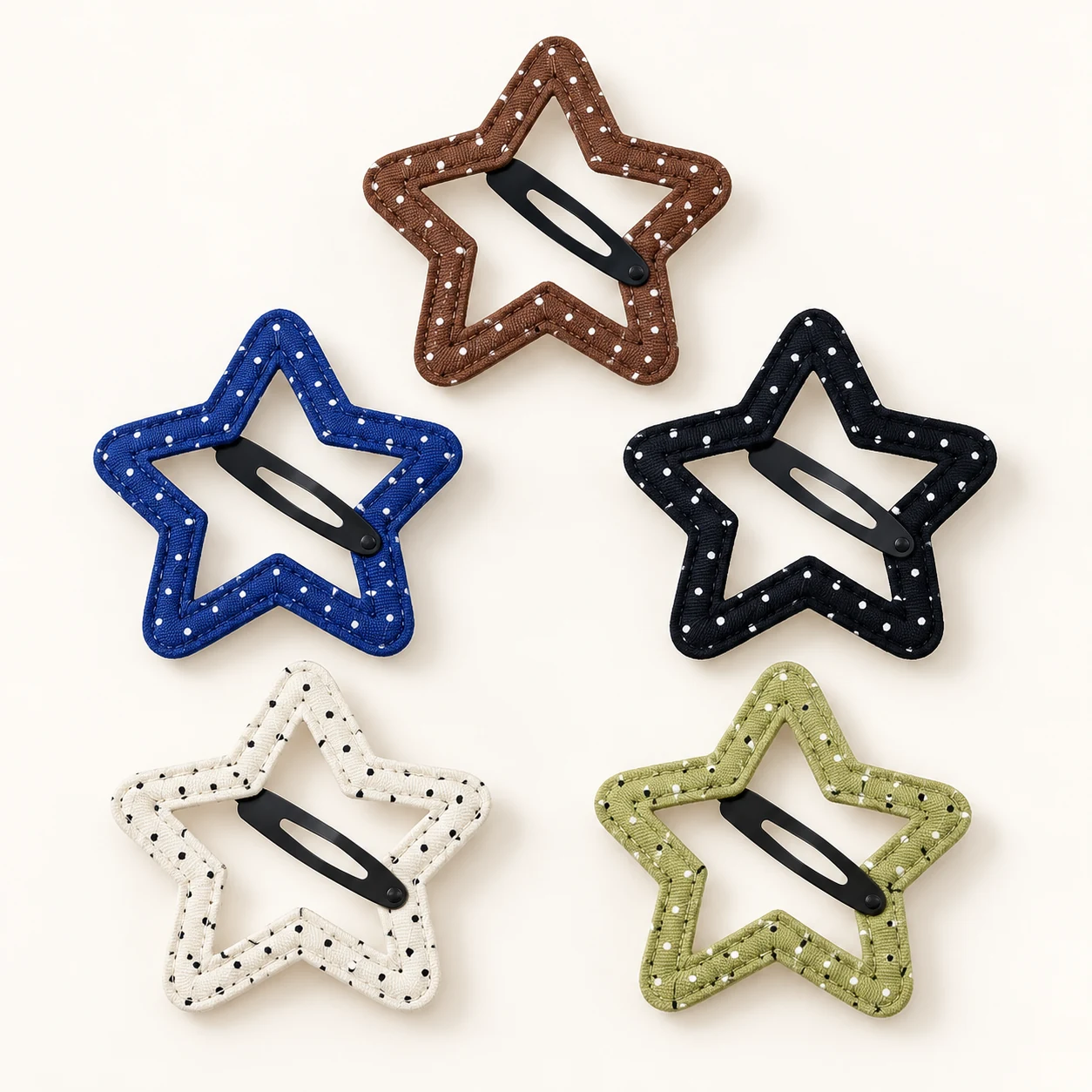 Polka Dot Star Snap Hair Clips in the ZHONGYI wholesale hair accessory collection