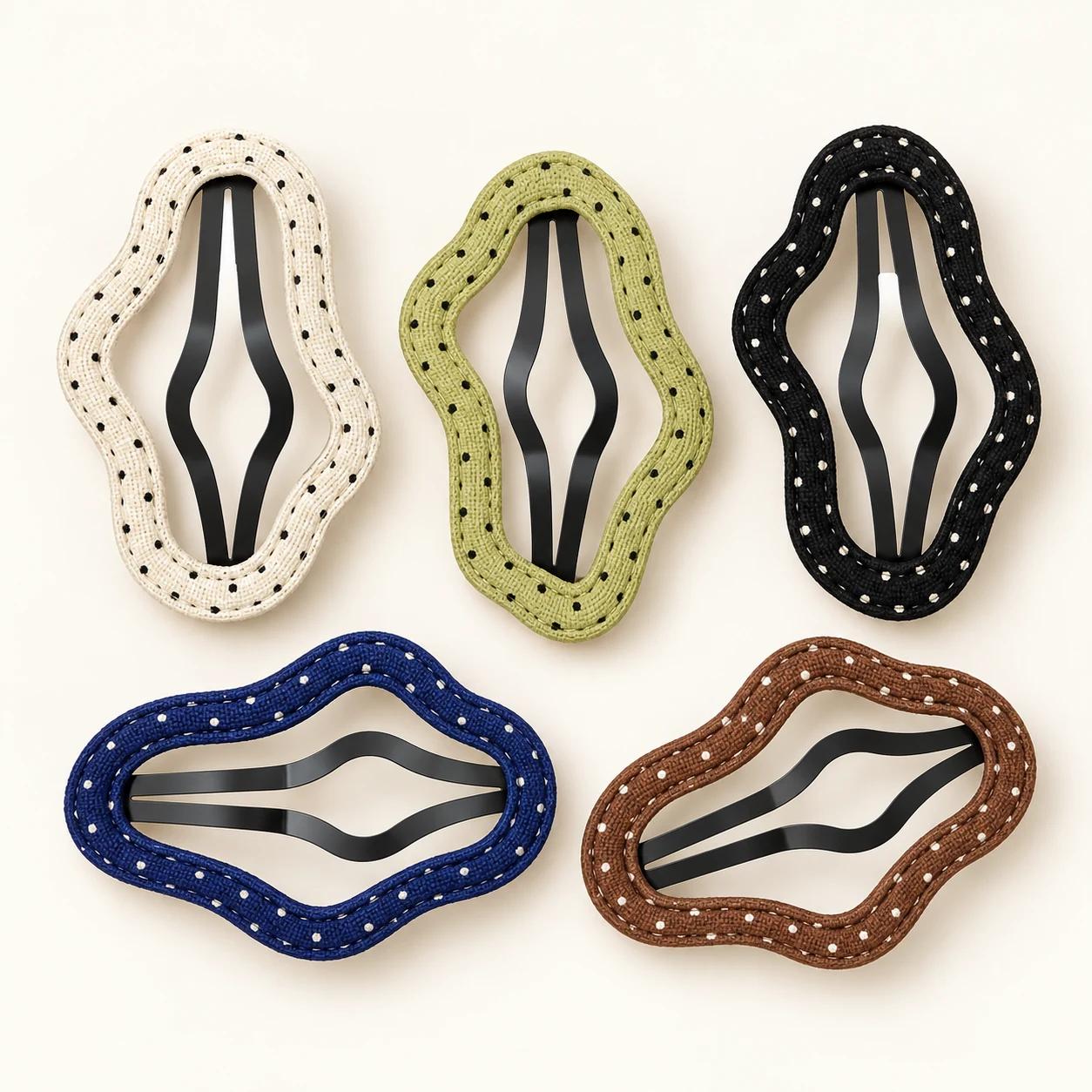 Polka Dot Wavy Snap Hair Clips in the ZHONGYI wholesale hair accessory collection