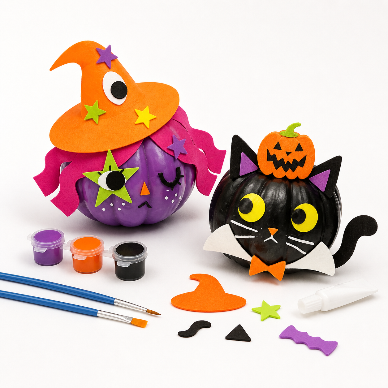 Pumpkin DIY Witch and Black Cat Set from the ZHONGYI Halloween DIY Kits collection
