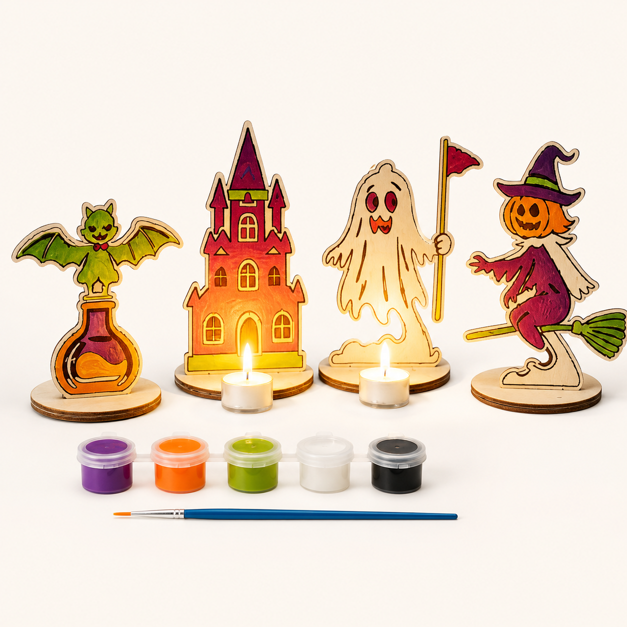 DIY Wood Chip Painting Kit - Four Designs from the ZHONGYI Halloween DIY Kits collection