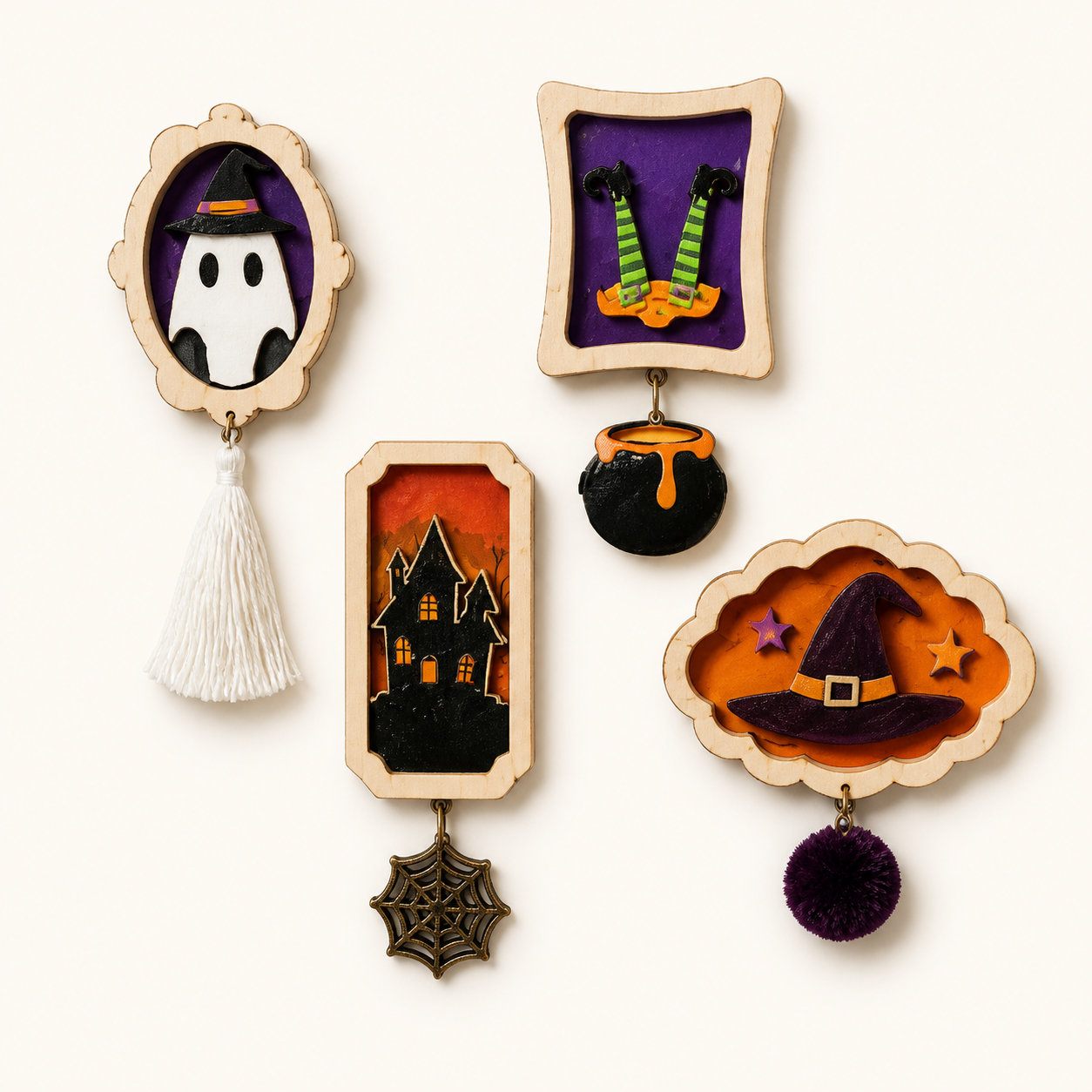 Wooden DIY Magnet Kit - Four Designs from the ZHONGYI Halloween DIY Kits collection