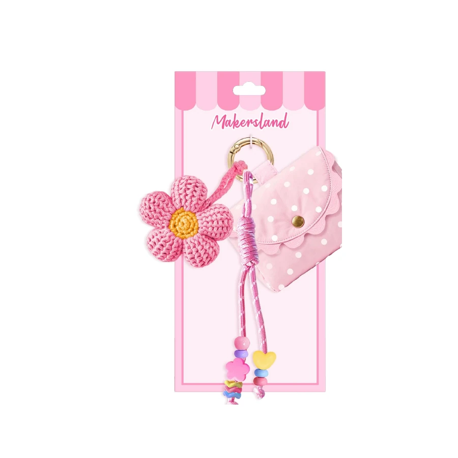 Pink Flower Mini Bag Keychain Set from the ZHONGYI Mini Bag Keychain Sets collection