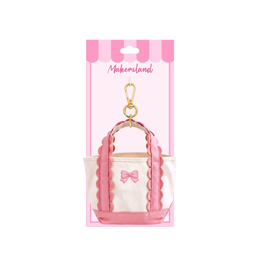 Pink Bow Tote Bag Keychain from the ZHONGYI Mini Bag Keychain Sets collection