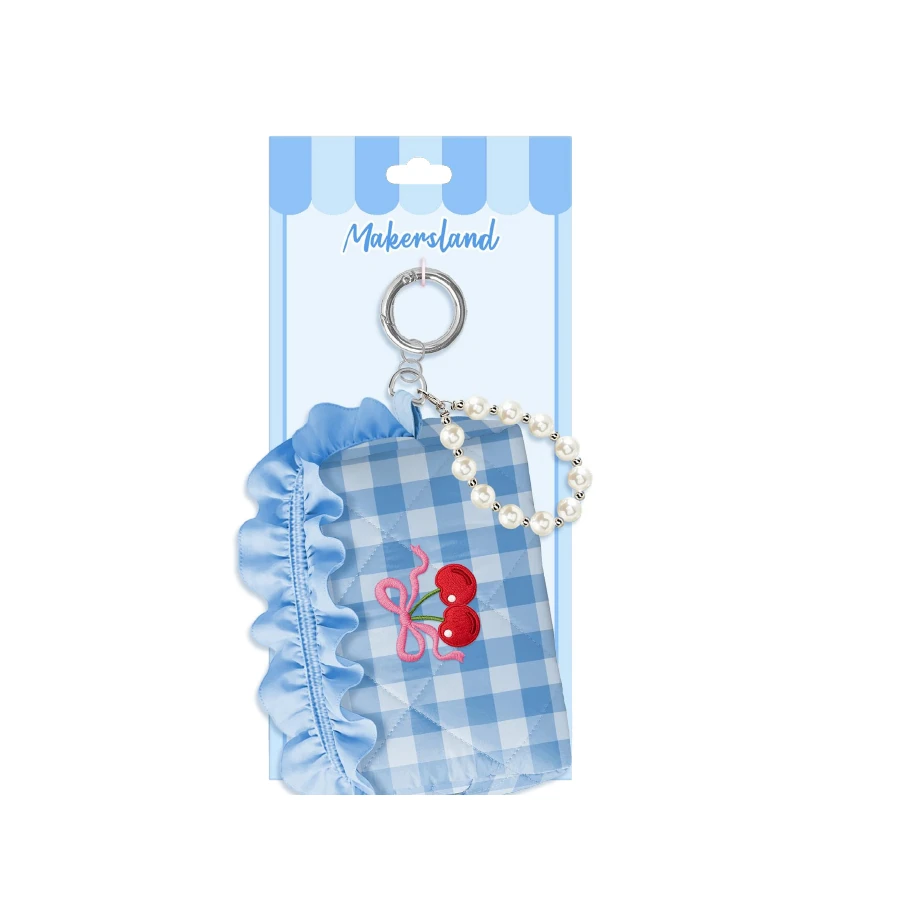 Blue Gingham Mini Bag Keychain from the ZHONGYI Mini Bag Keychain Sets collection