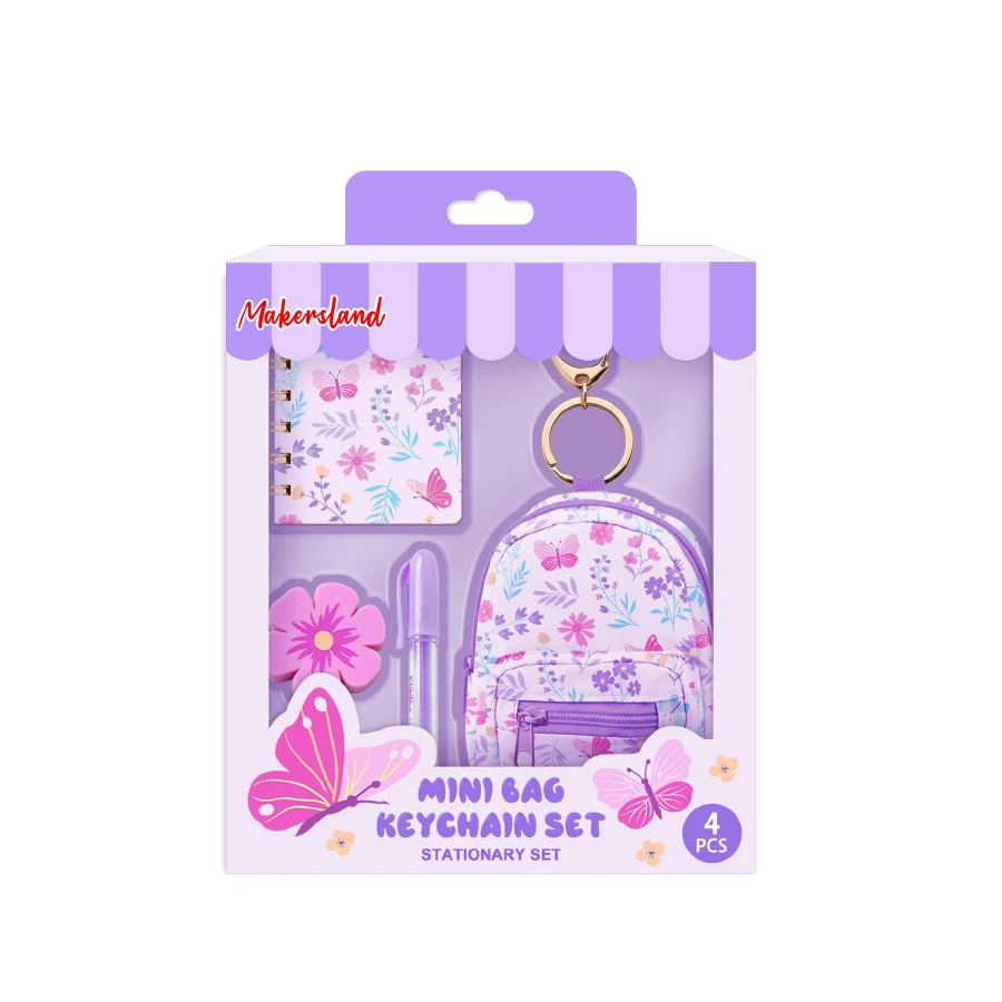 Floral Mini Bag Stationery Keychain Set from the ZHONGYI Mini Bag Keychain Sets collection