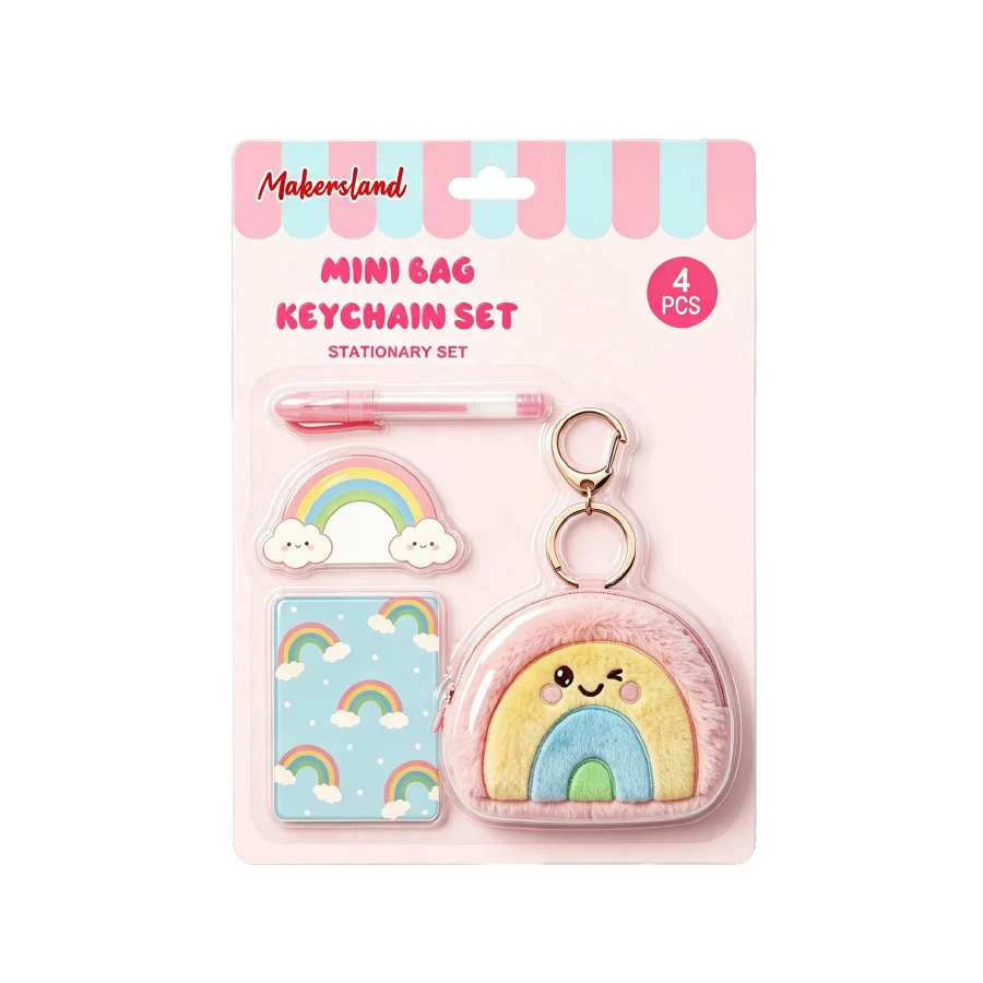 Rainbow Mini Bag Stationery Keychain Set from the ZHONGYI Mini Bag Keychain Sets collection