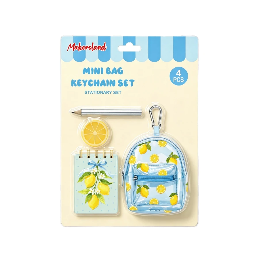 Lemon Mini Bag Stationery Keychain Set from the ZHONGYI Mini Bag Keychain Sets collection