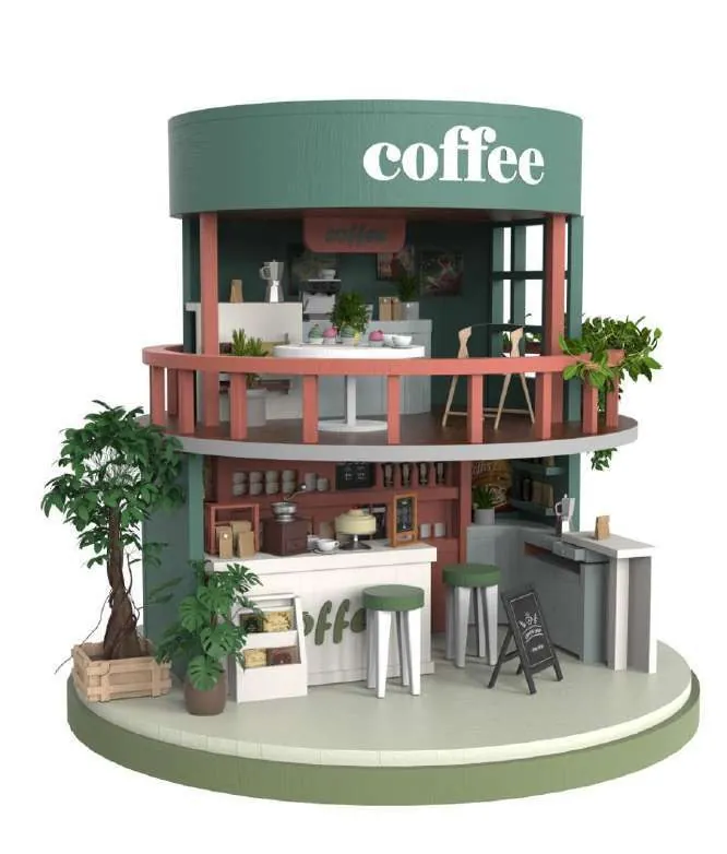 Miniature Coffee Shop Kit from the ZHONGYI Miniature House Kits collection