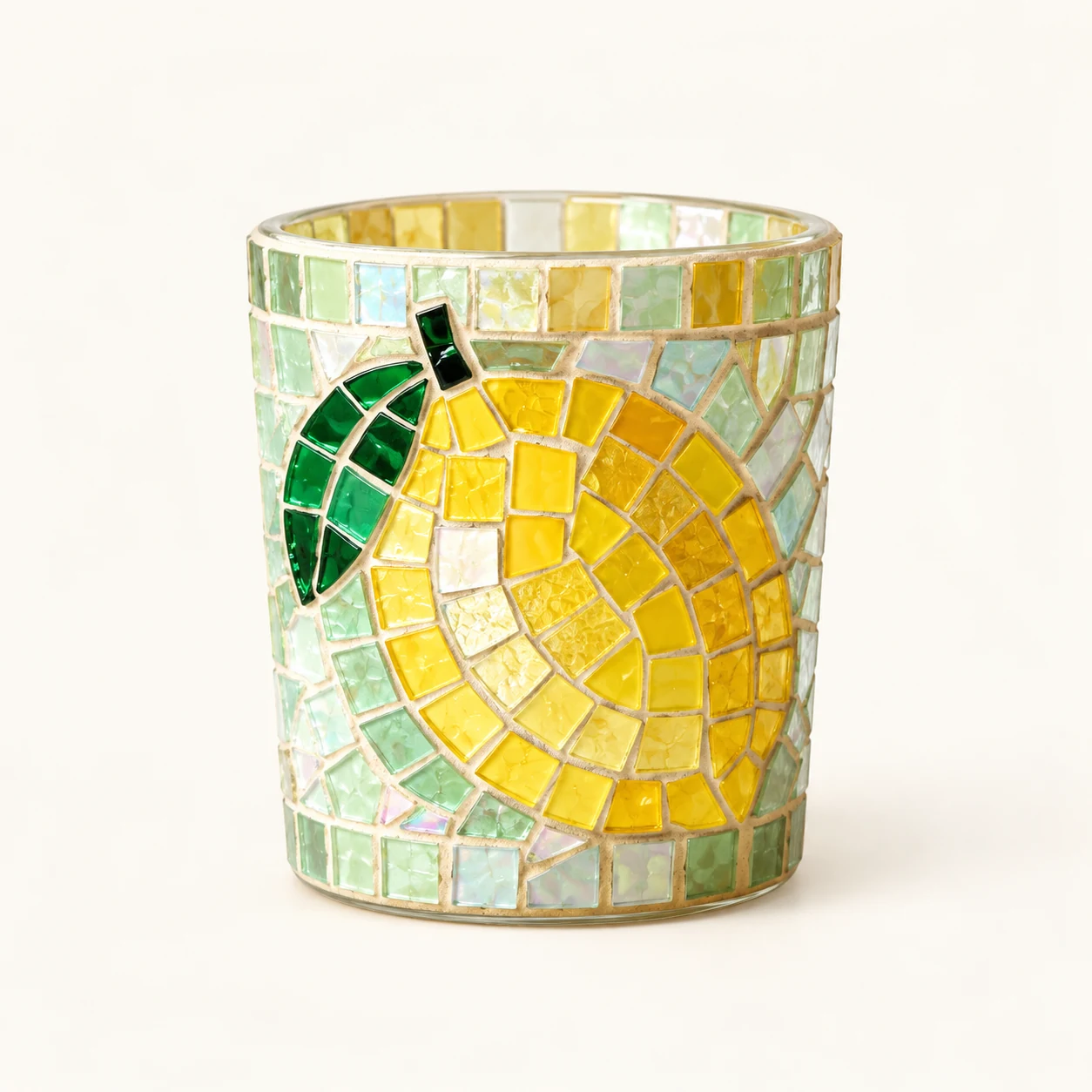 Mosaic Candle Cup Kit - Lemon - kit and components