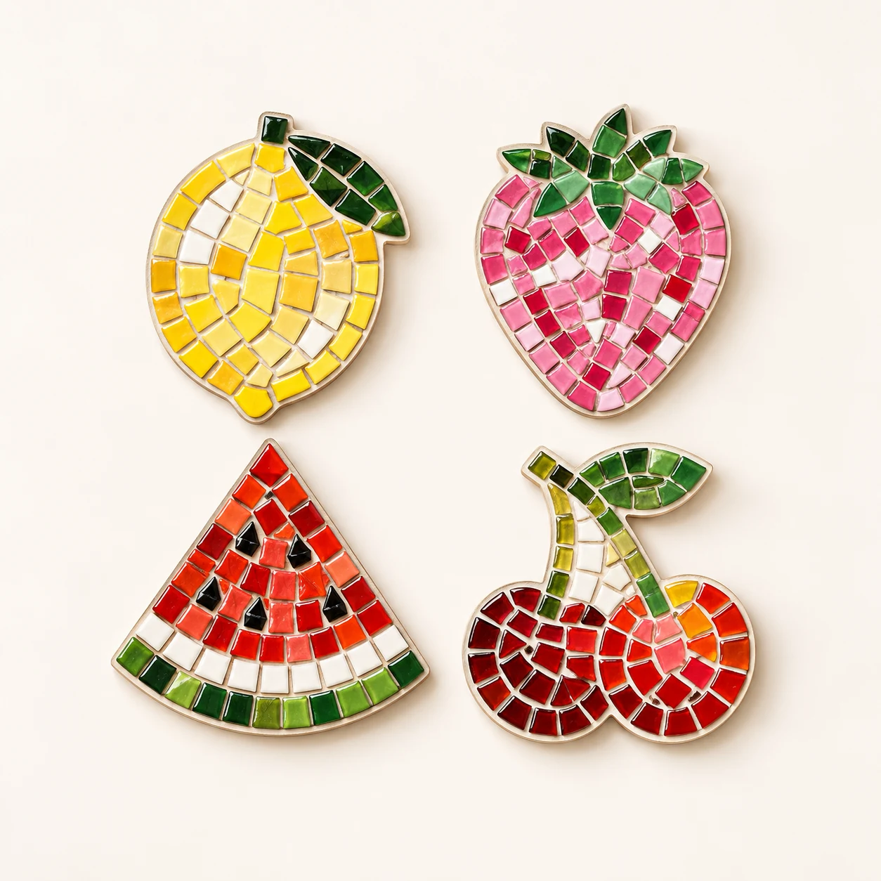 Mosaic Fruit Coaster Kit - Irregular Tiles - kit and components