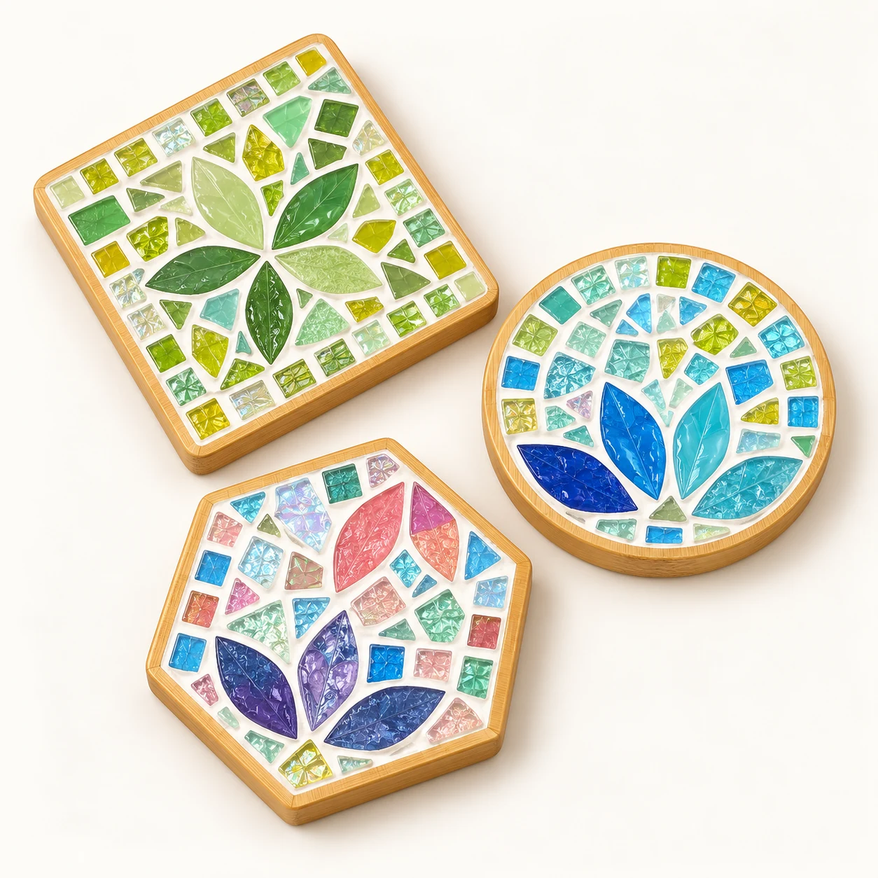Mosaic Coaster Kit - Geometric Shapes - kit and components