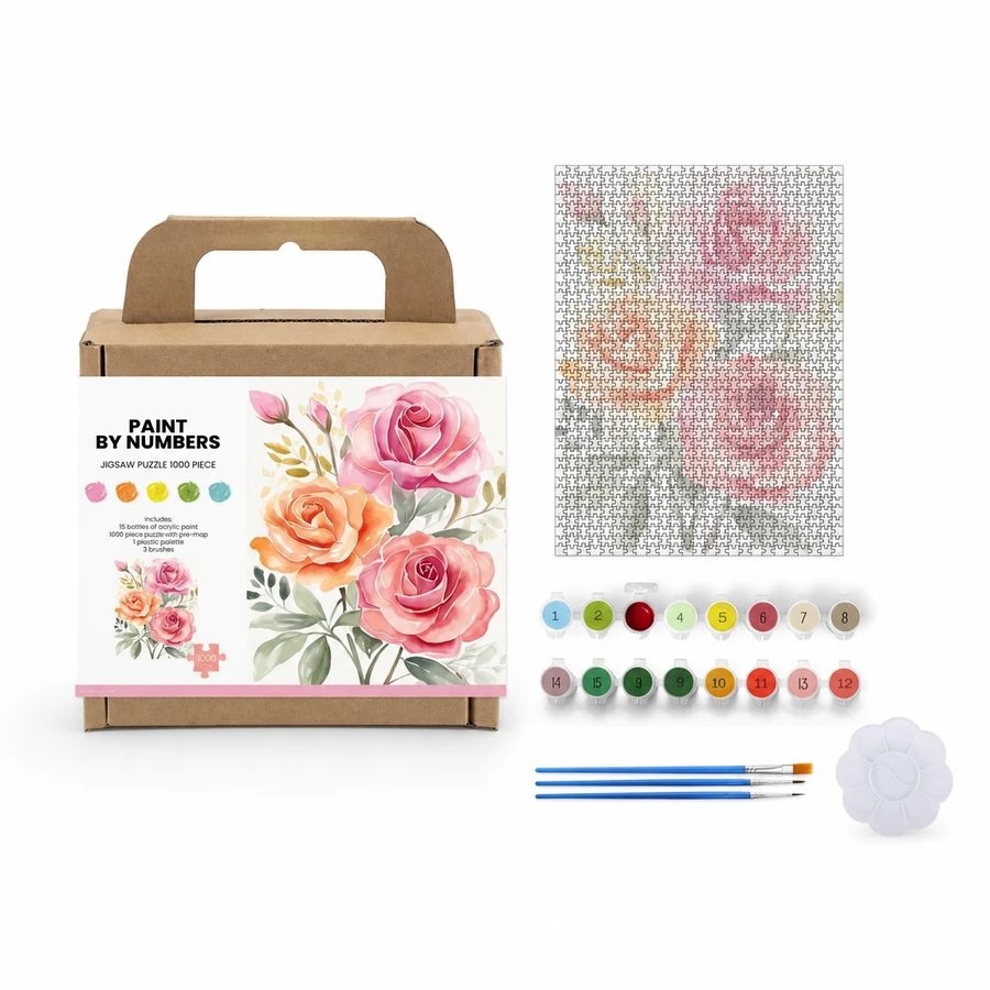 Paint by Number Jigsaw Puzzle - Rose Bouquet from the ZHONGYI Paint by Number Jigsaw Puzzles collection