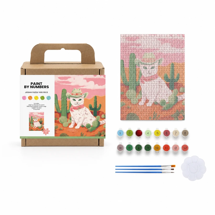 Paint by Number Jigsaw Puzzle - White Cat from the ZHONGYI Paint by Number Jigsaw Puzzles collection