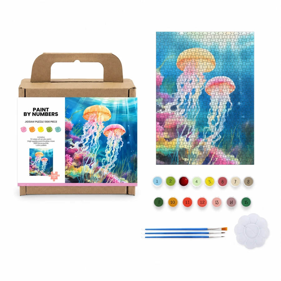 Paint by Number Jigsaw Puzzle - Jellyfish from the ZHONGYI Paint by Number Jigsaw Puzzles collection