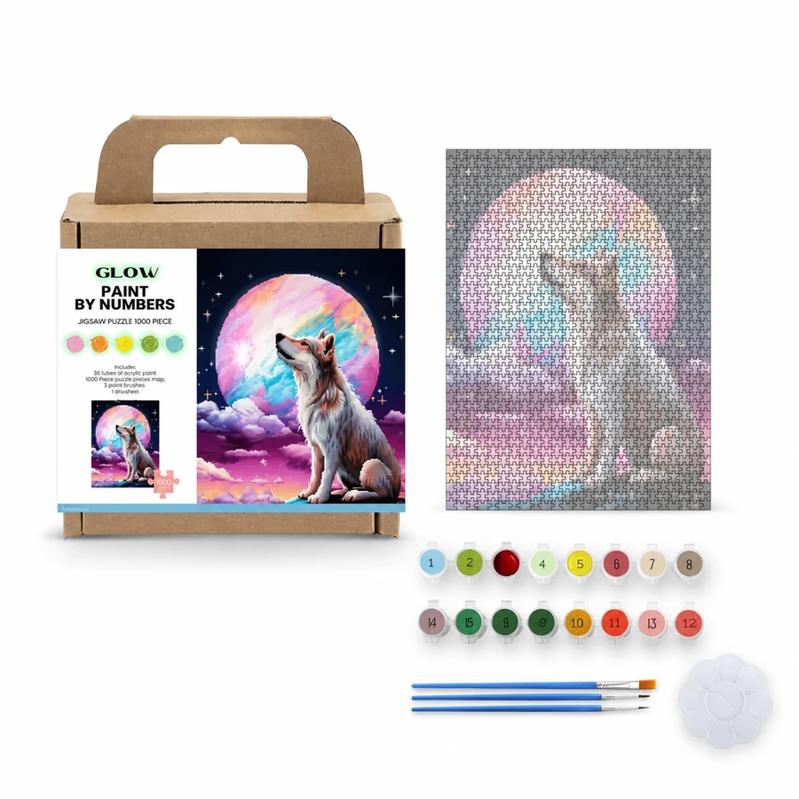 Paint by Number Jigsaw Puzzle - Moon Cat from the ZHONGYI Paint by Number Jigsaw Puzzles collection