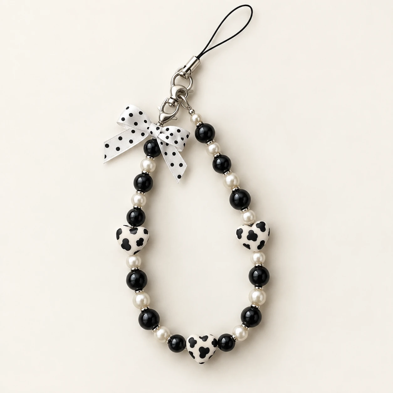 Polka Dot Bow Bead Phone Chain from the ZHONGYI Phone Chains collection