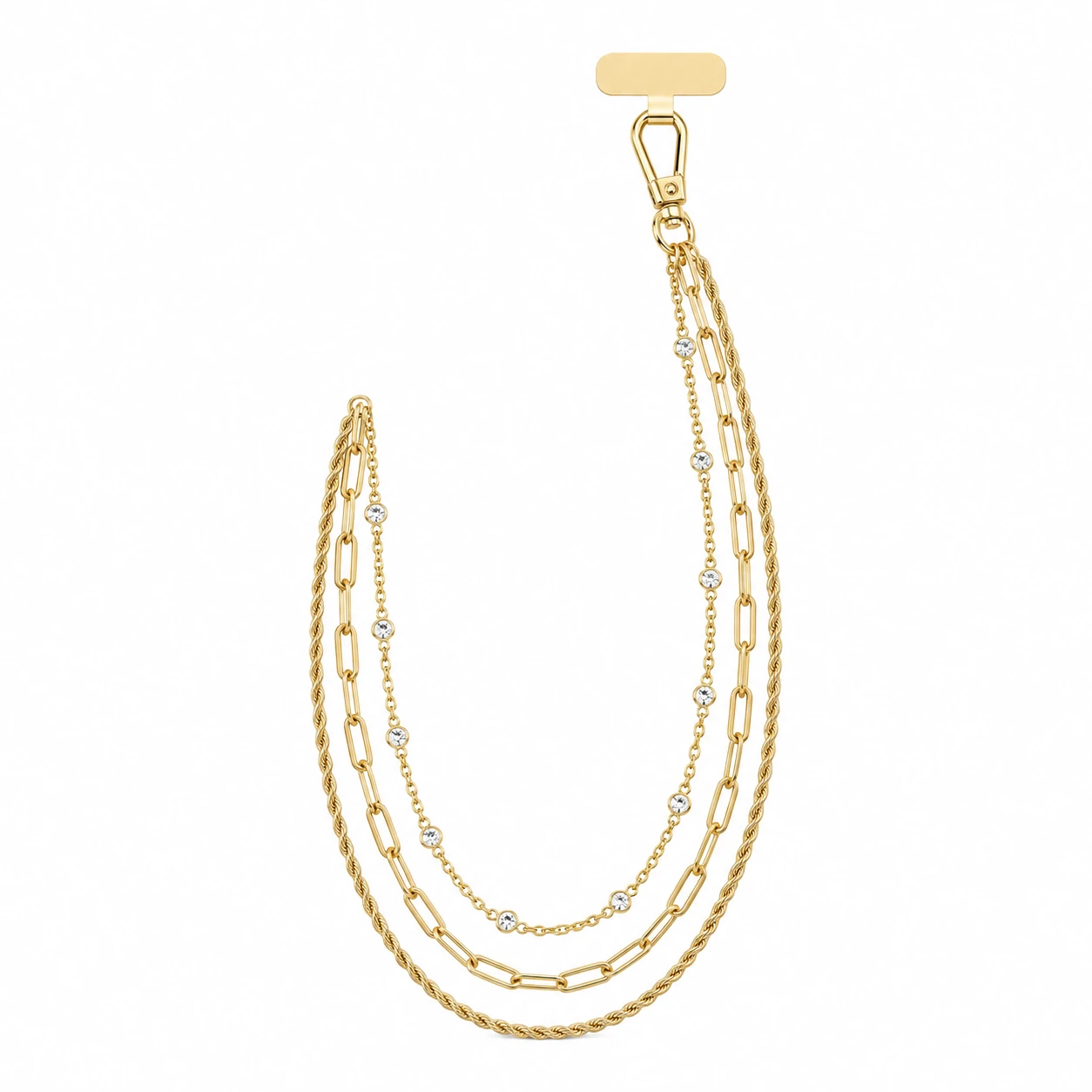 Triple Gold Chain Phone Chain from the ZHONGYI Phone Chains collection