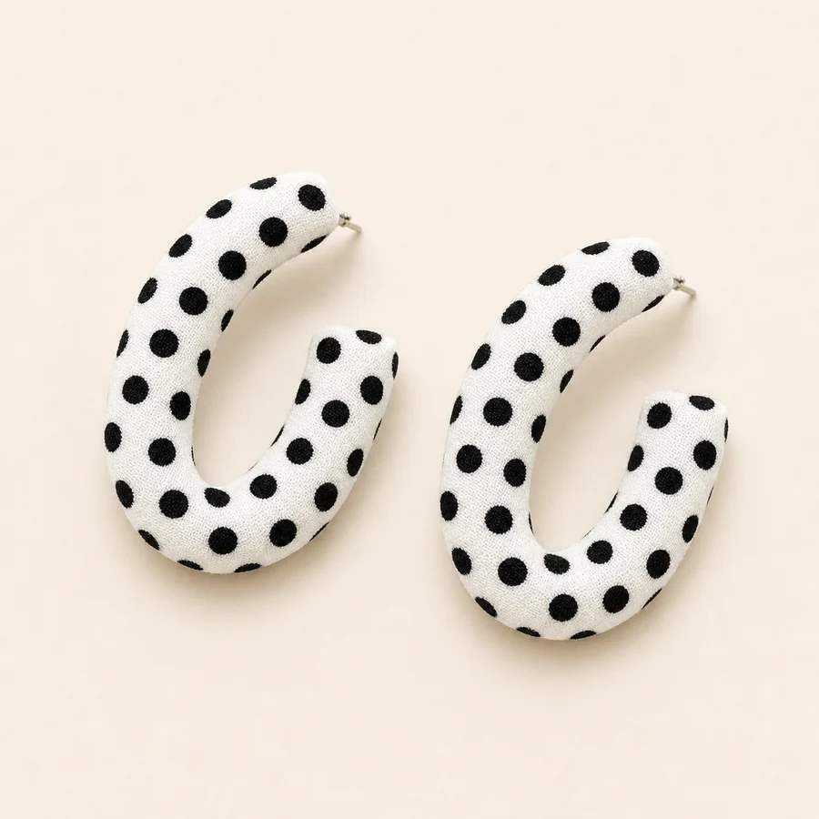White Polka Dot Hoop Earrings from the ZHONGYI Polka Dot Accessories collection