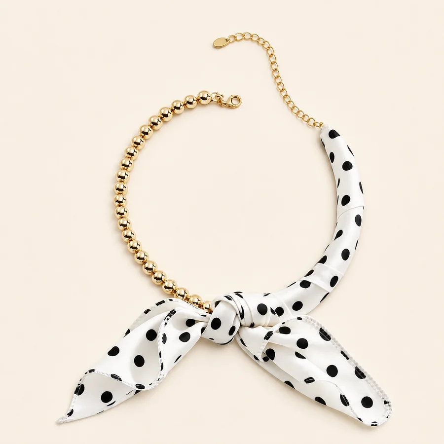 Polka Dot Bow Necklace from the ZHONGYI Polka Dot Accessories collection