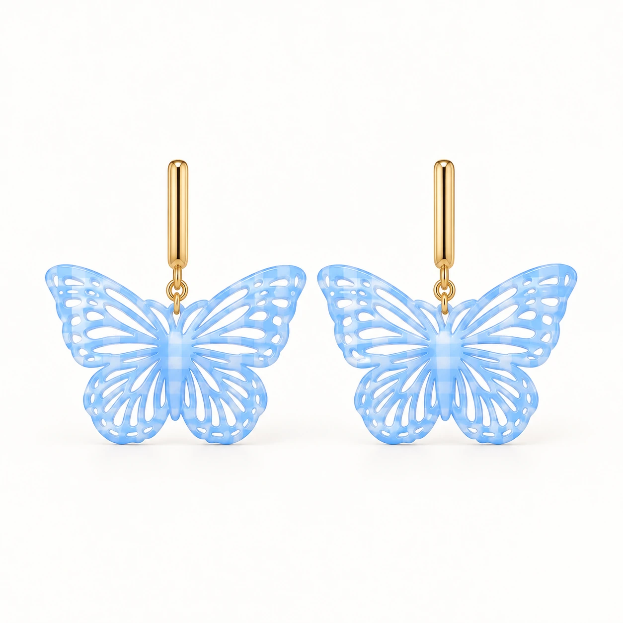 Blue Gingham Bow Drop Earrings from the ZHONGYI Spring Gifts Collection